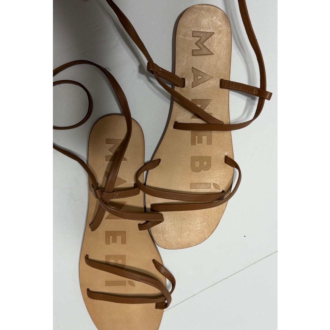 Maneb Sandals Smooth Brown Leather Ankle Strap Buckle 38 Us 7.5 — image 8 of 8